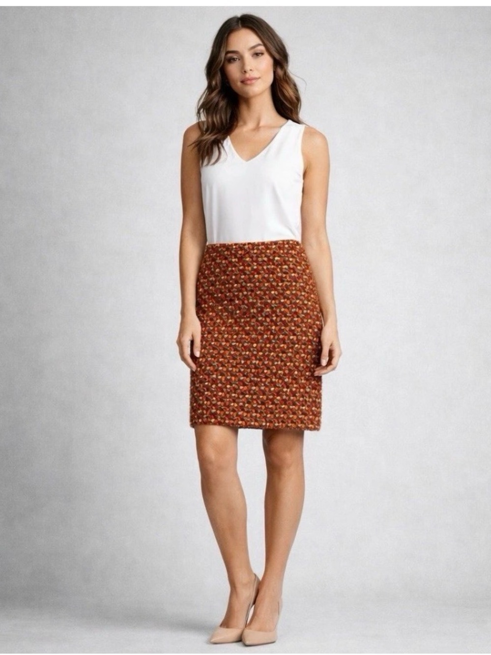 kate spade Rust Tweed Pencil Skirt